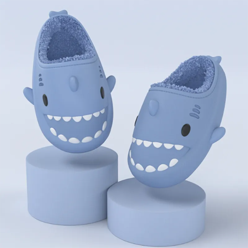 Shark Slippers with Plush Lining for Kids