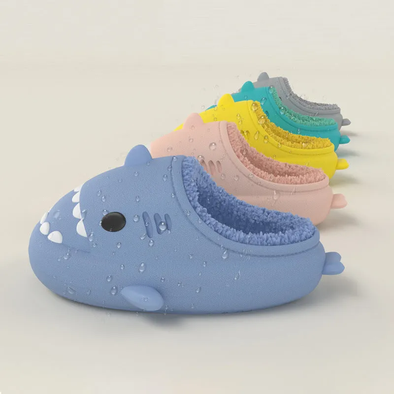 Shark Slippers with Plush Lining for Kids