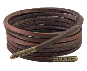 Shoelaces & Boot Laces Leather Heavy Duty 4 mm Square Brown