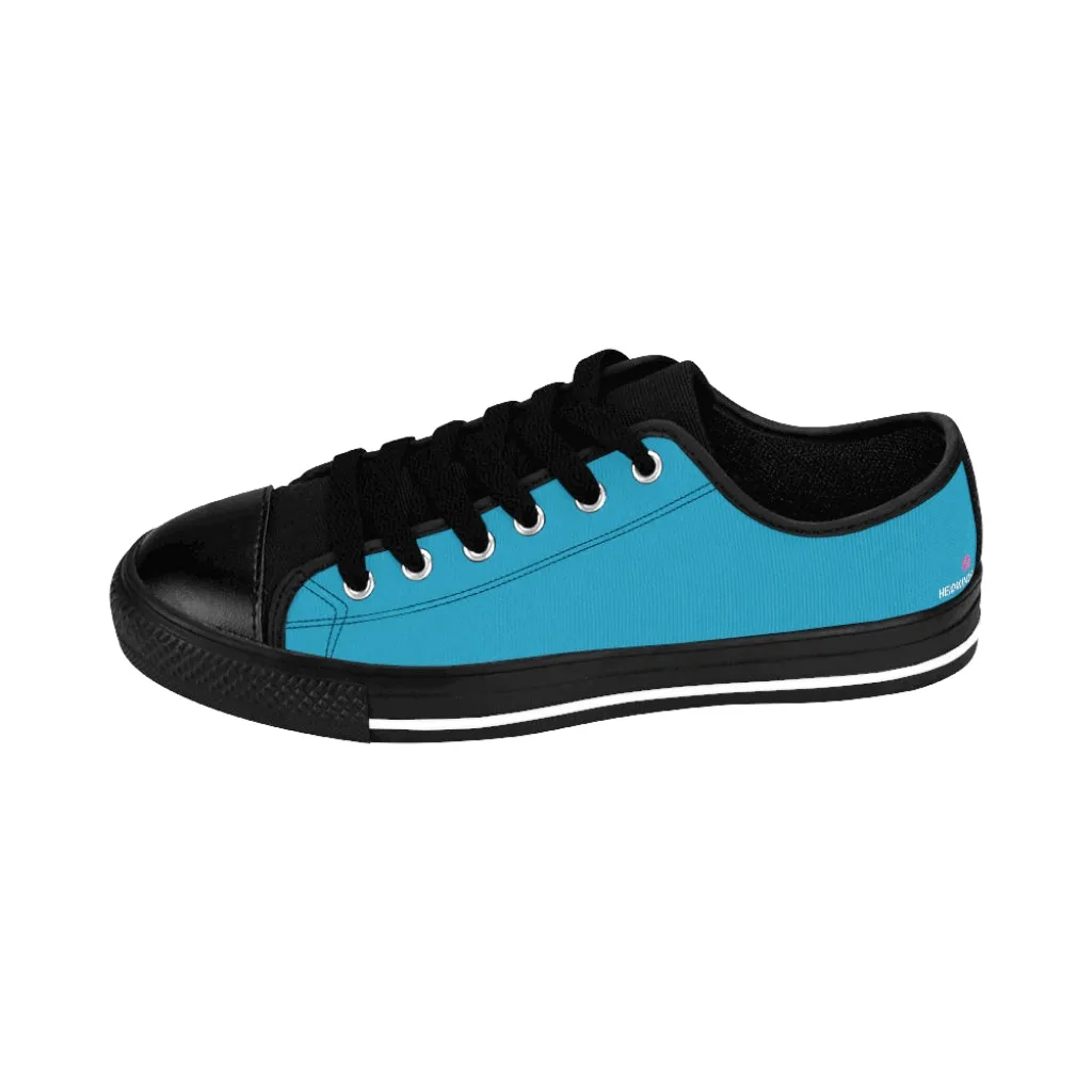 Sky Blue Color Women's Sneakers, Lightweight Blue Low Tops Tennis Running Casual Shoes  For Women