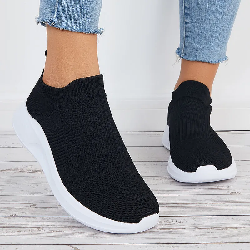 Sohiwoo  Women Knit High Top Sock Sneakers Lightweight Woven Walking Shoes