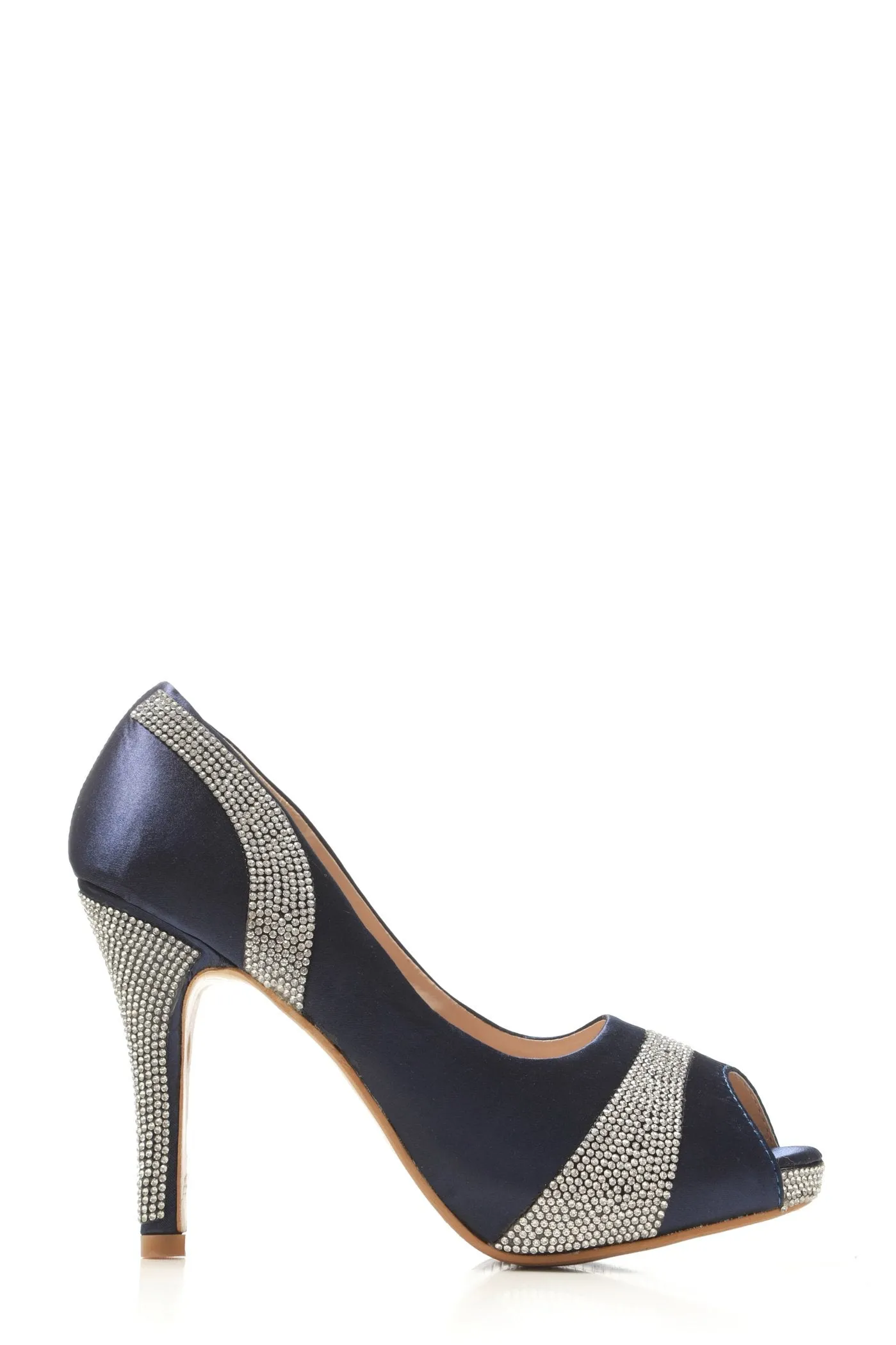 Solange diamante satin peep toe stiletto heels