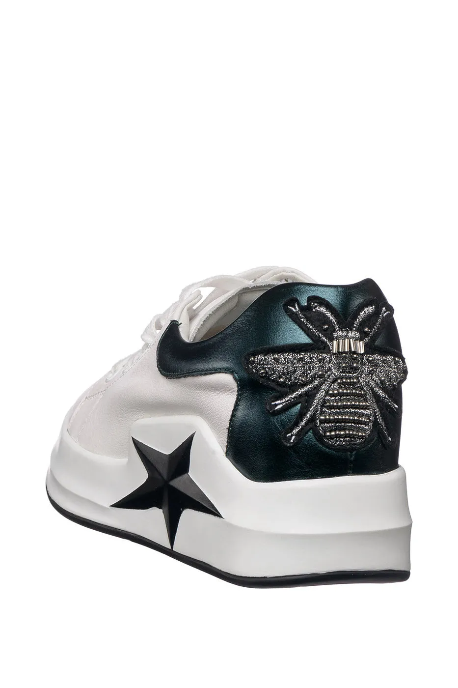 Star-Embellished Platform Sneakers - White