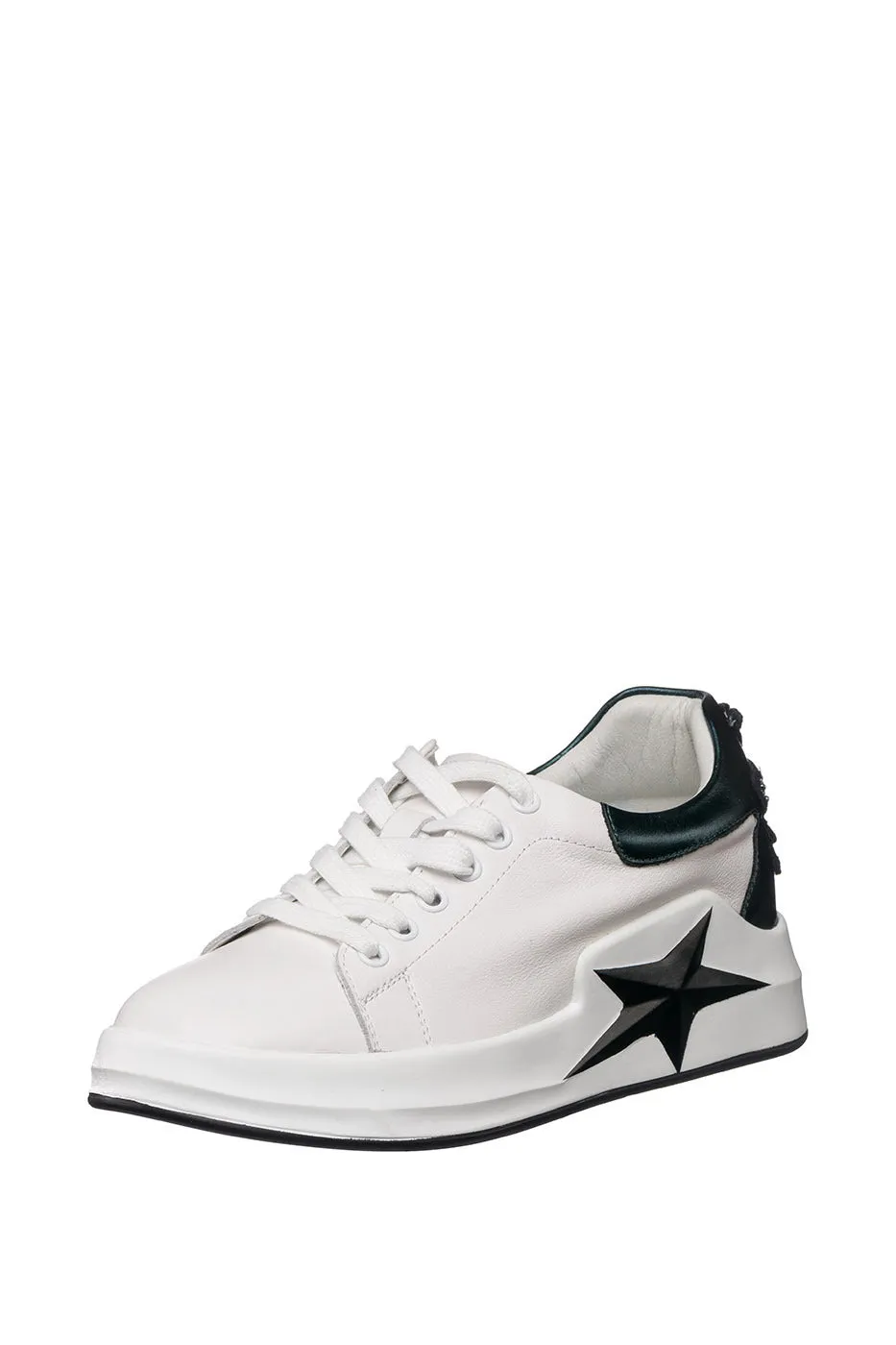 Star-Embellished Platform Sneakers - White