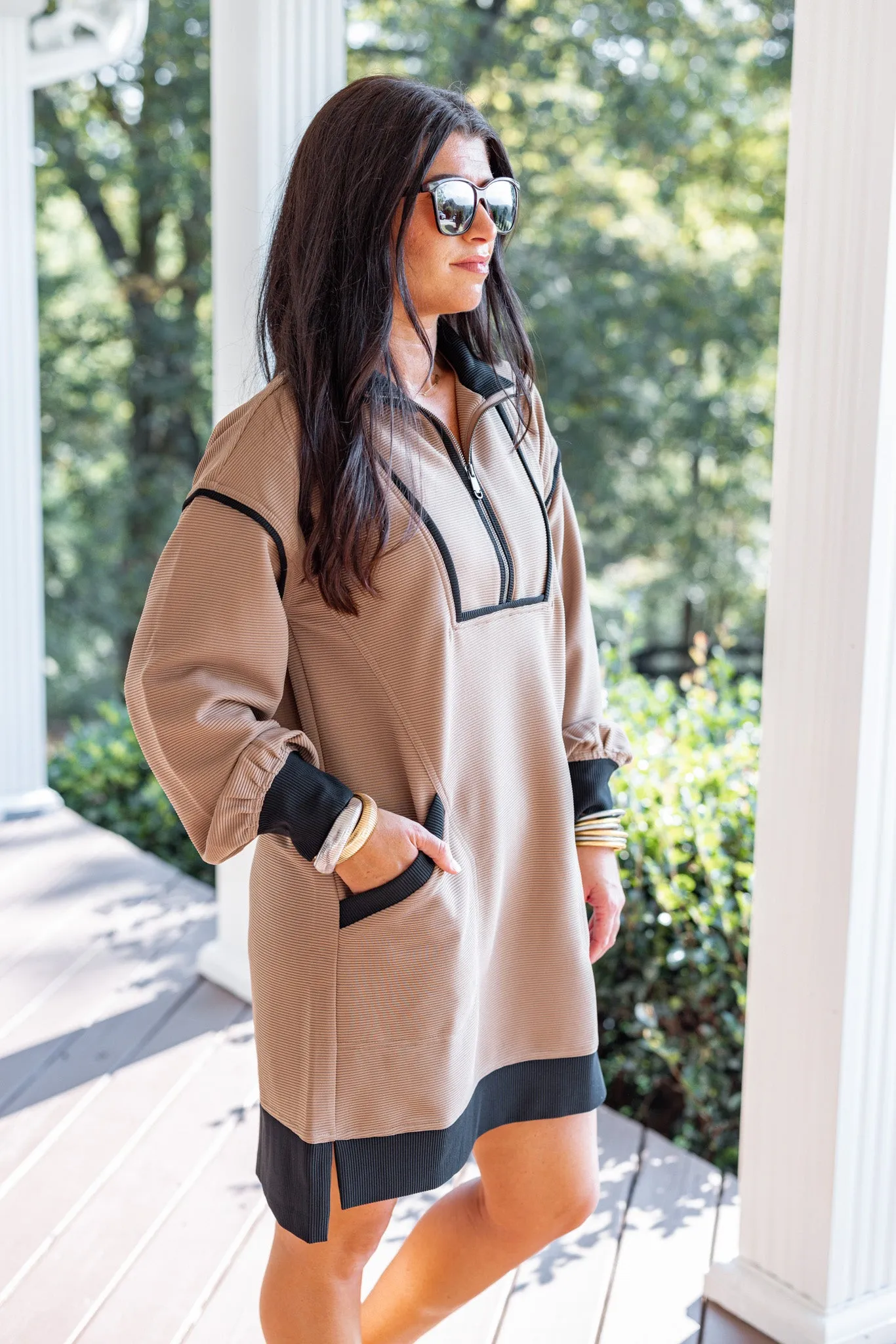 Stylish Favorite Mocha Textured Dress