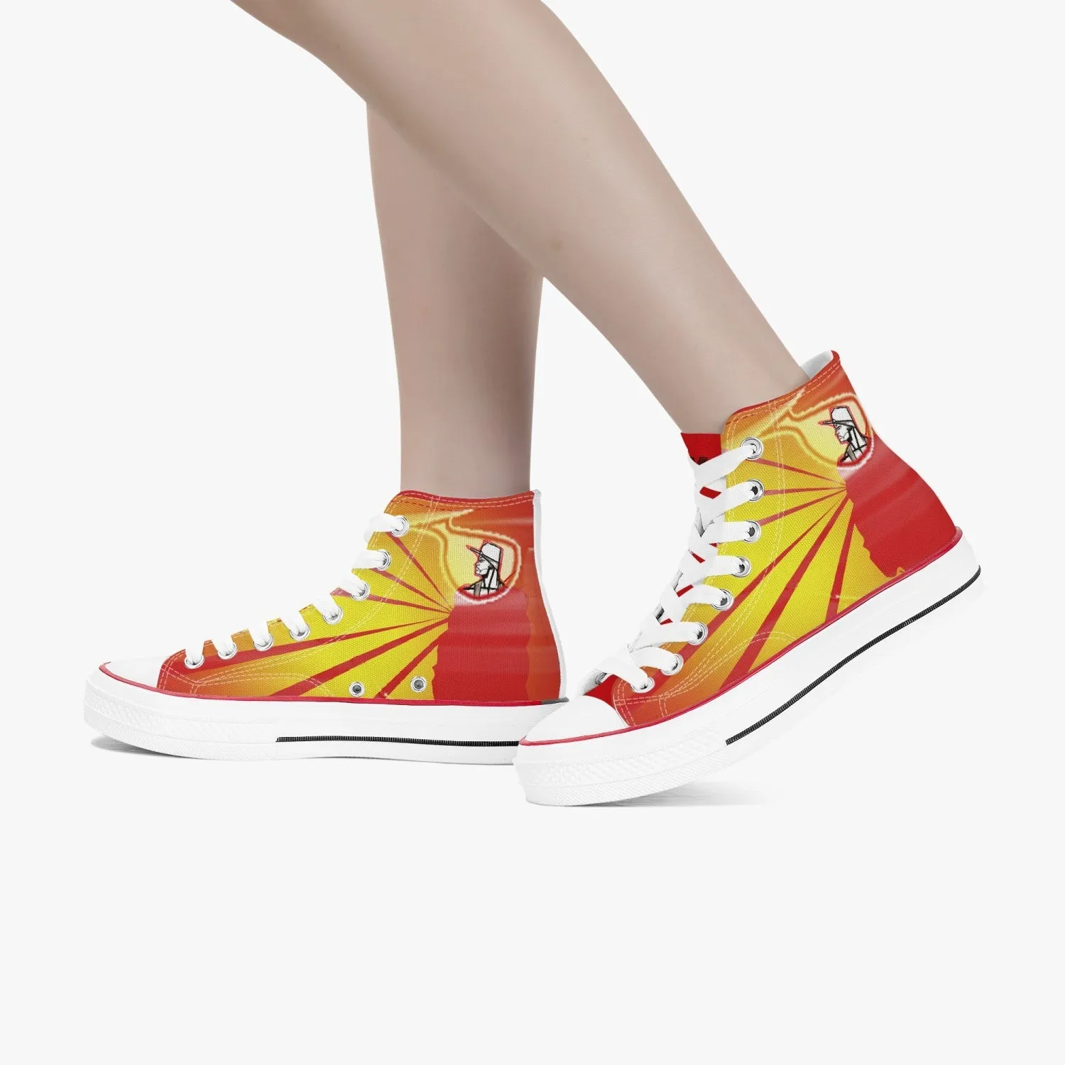 Sunset Red Canvas Shoes - White