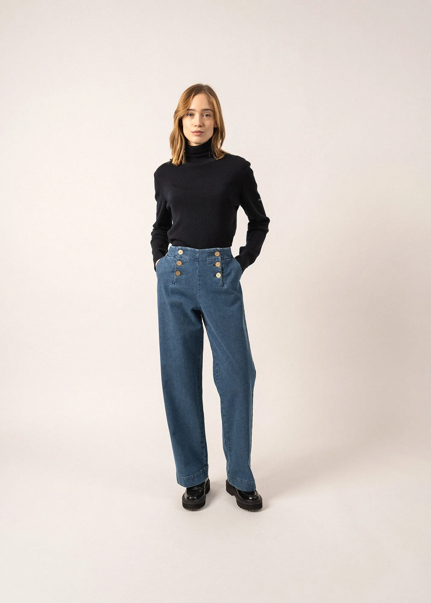 Torie Ponte Trousers - in denim (COOPER JEAN)