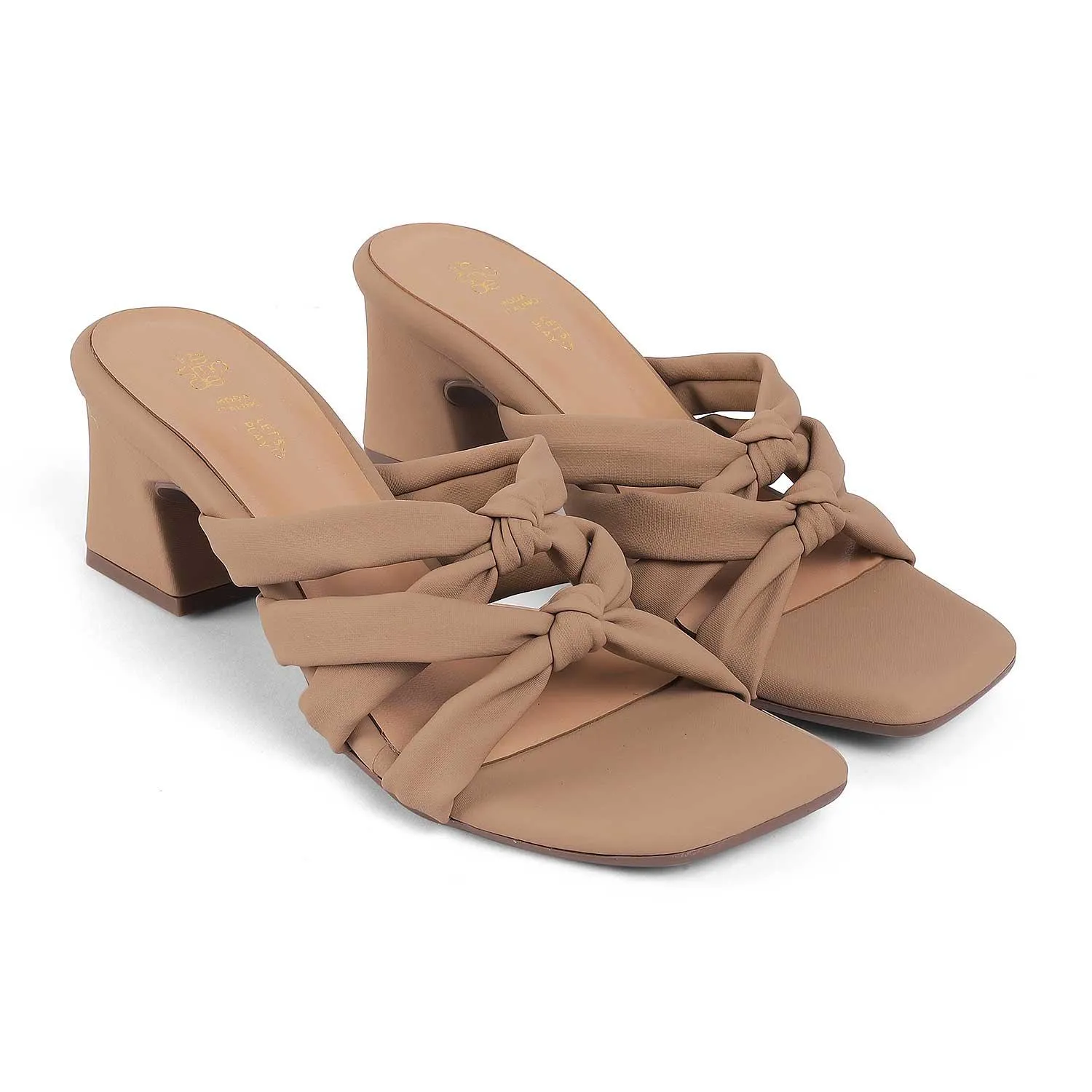 Tresmode Sofstrip Beige Women's Casual Block Heel Sandals