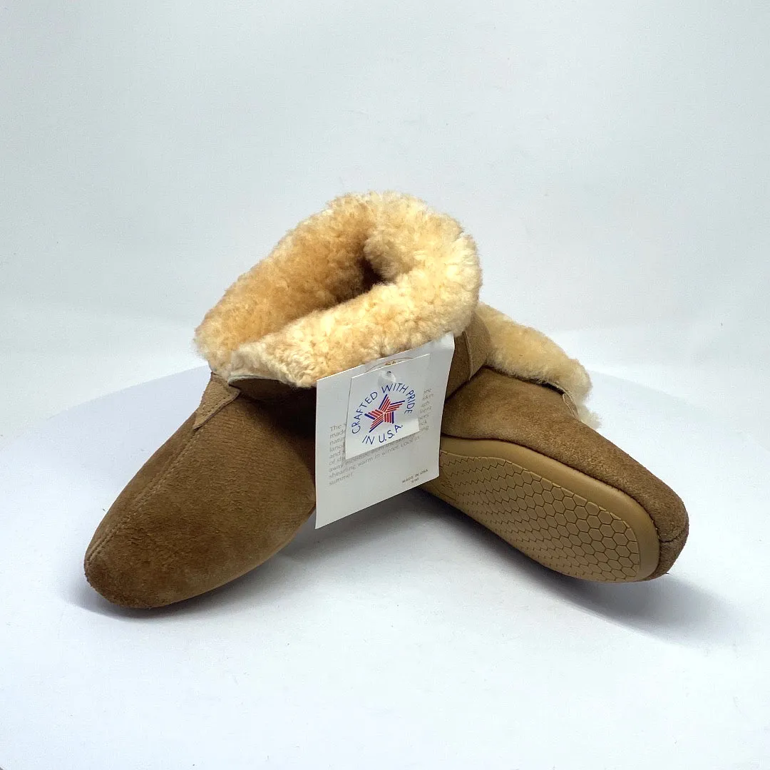 Vintage Mr. Bick USA Gold Suede Soft Sole  Sheepskin Slippers 70