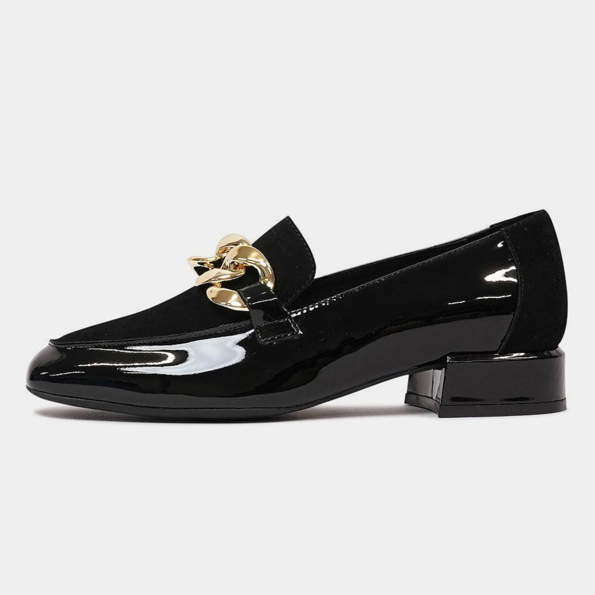 Vivandy Black Patent/ Black Suede Loafers