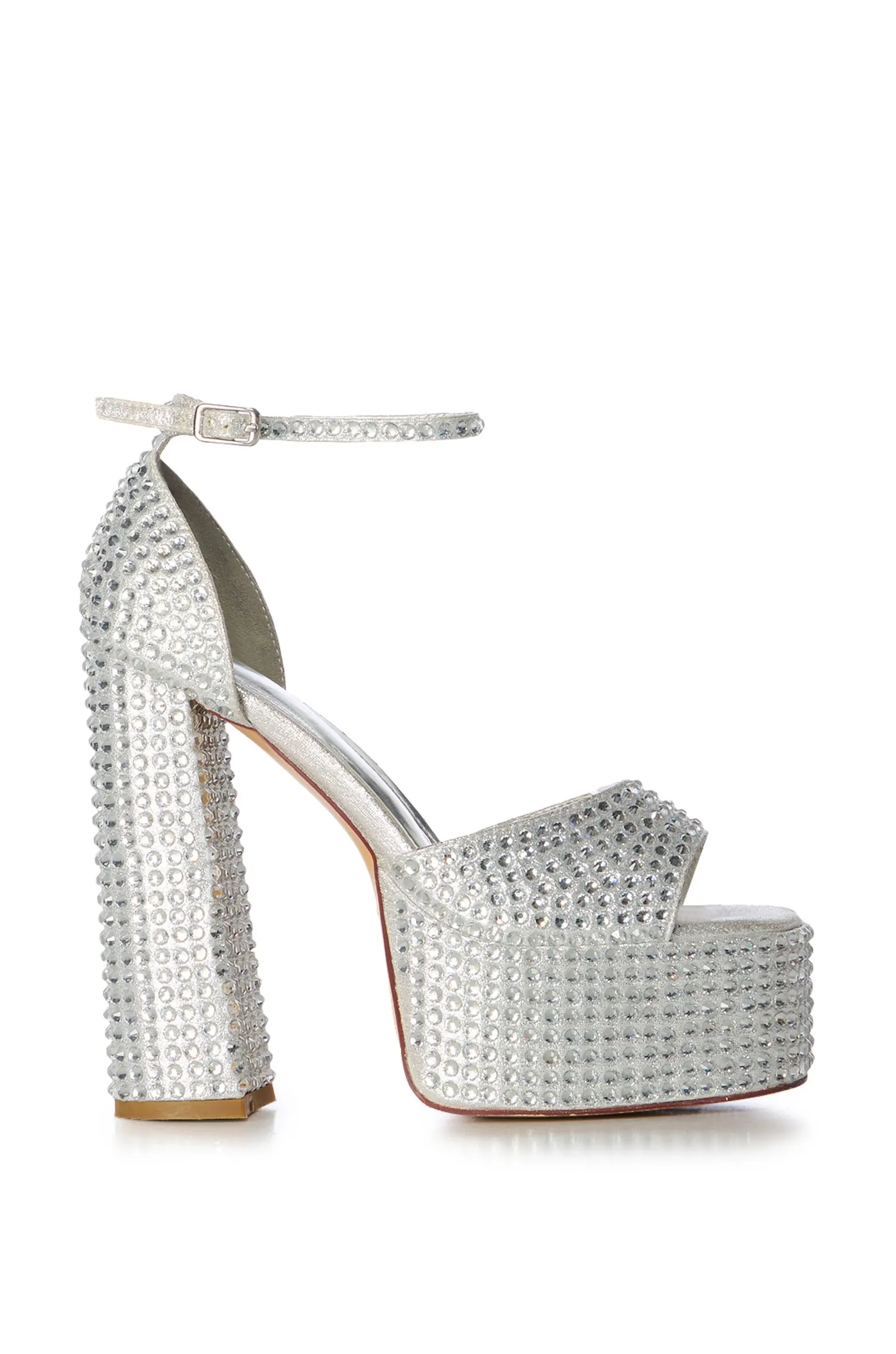 WILMORE-SILVER CRYSTAL PLATFORM HEELED SANDAL