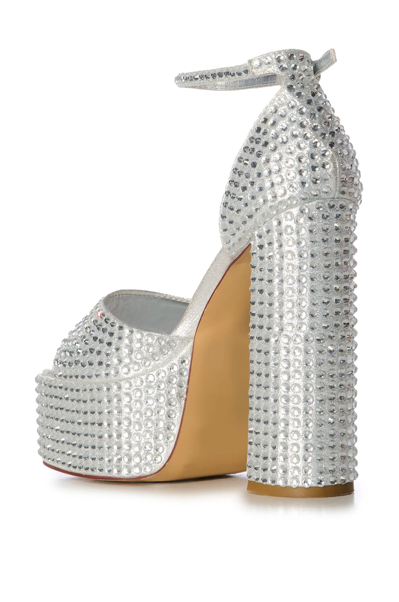 WILMORE-SILVER CRYSTAL PLATFORM HEELED SANDAL