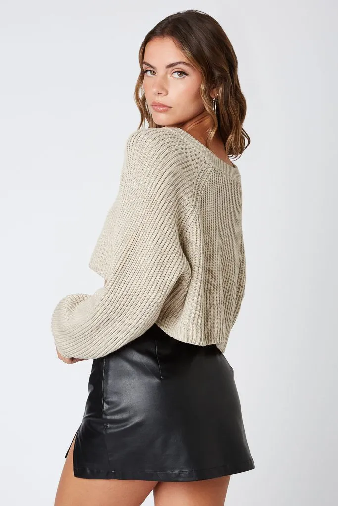 Winnie Lightweight V-Neck Sweater- Stone