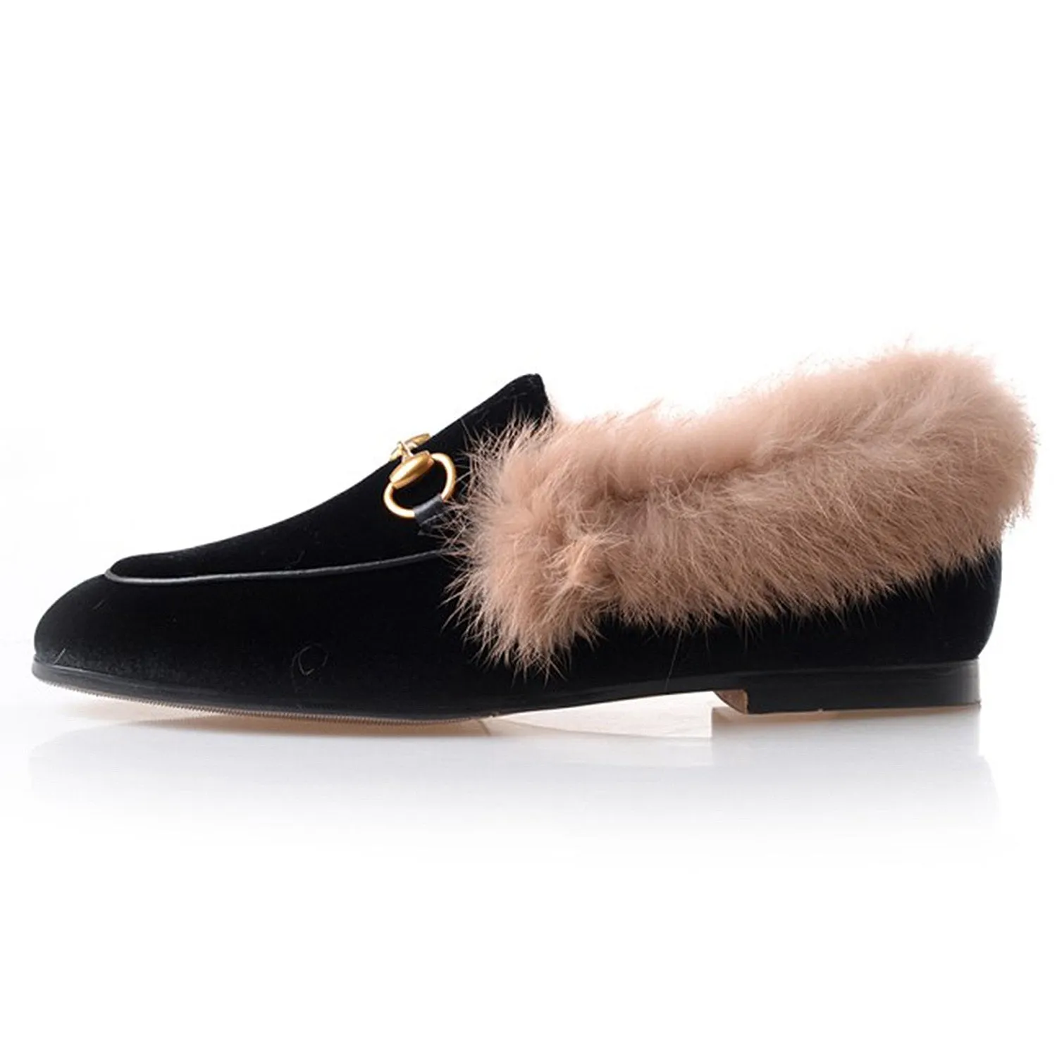 Women Classic Velvet Fur Flat Loafers