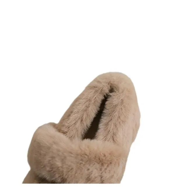 Women Faux-Fur Loafers Cute warm Winter Fleece Flat Casual Shoes