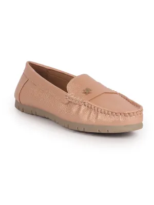 Women Metal Copper Textured Flat Comfortable Lightweight Slip On Loafers|Office Shoe|Slip On Shoe|Anti Skid Rubber Sole