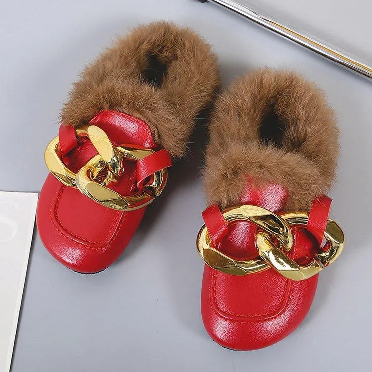 Women winter closed toe fuzzy warm slippers flat indoors shoes