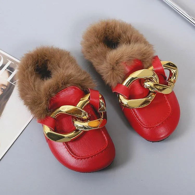 Women winter closed toe fuzzy warm slippers flat indoors shoes