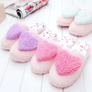 Women's cute heart slippers soft plush warm house shoes