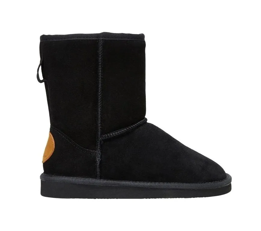 Womens Hush Puppies Lunar Slippers Warm Winter Slip On Shoes Black Suede