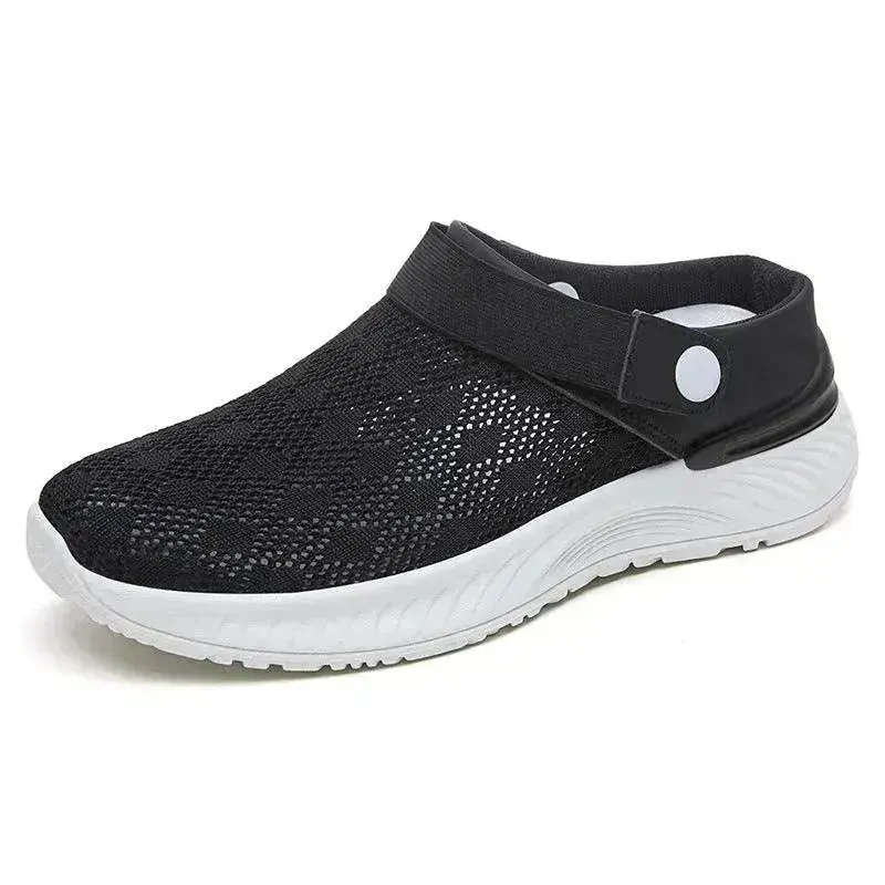 Women's Mesh Sandals Summer Breathable Lazy Slippers One-step Round Toe Half-slip  Beach Slippers .