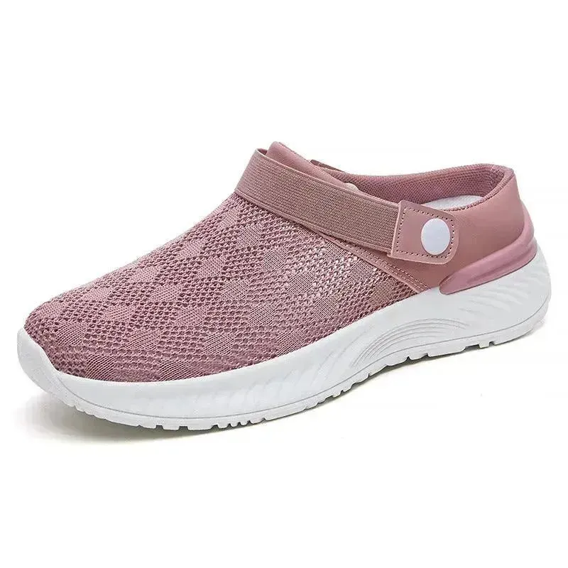 Women's Mesh Sandals Summer Breathable Lazy Slippers One-step Round Toe Half-slip  Beach Slippers .