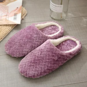 Womens's plush warm house shoes anti-slip wtinter indoor slippers closed toe