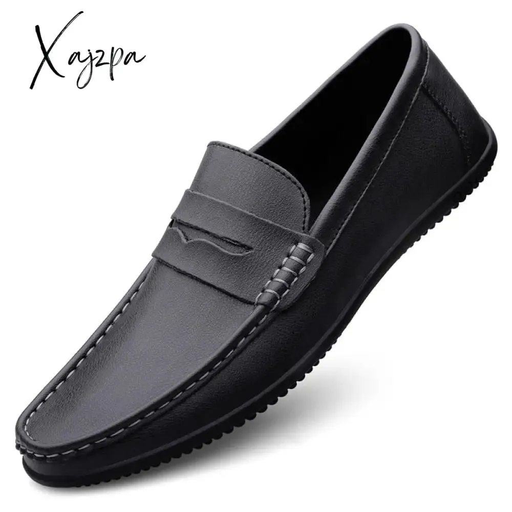 Xajzpa - Men Shoes Loafers Leather Casual Shoes Handmade Moccasins Men Comfortable Driving Shoes Sneakers Male Footwear