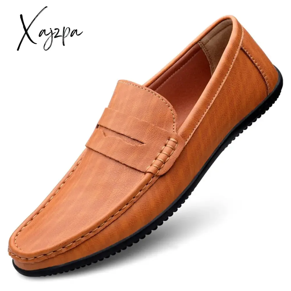 Xajzpa - Men Shoes Loafers Leather Casual Shoes Handmade Moccasins Men Comfortable Driving Shoes Sneakers Male Footwear