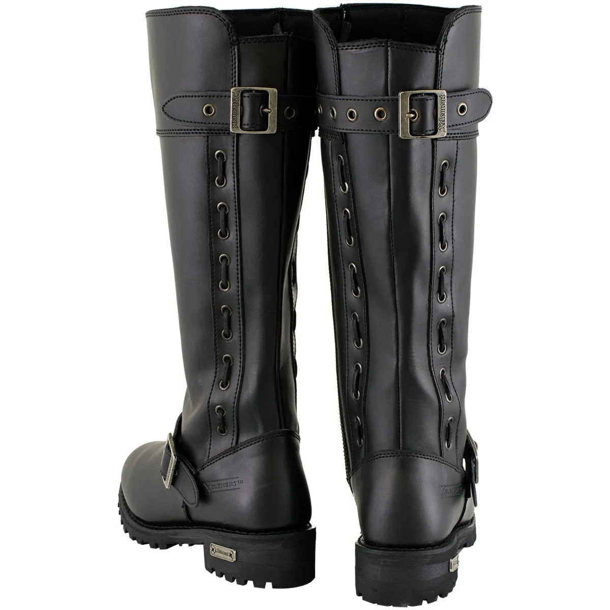 Xelement X93009 Women's Myna Black Performance Knee HighTall Leather Motorcycle Boots